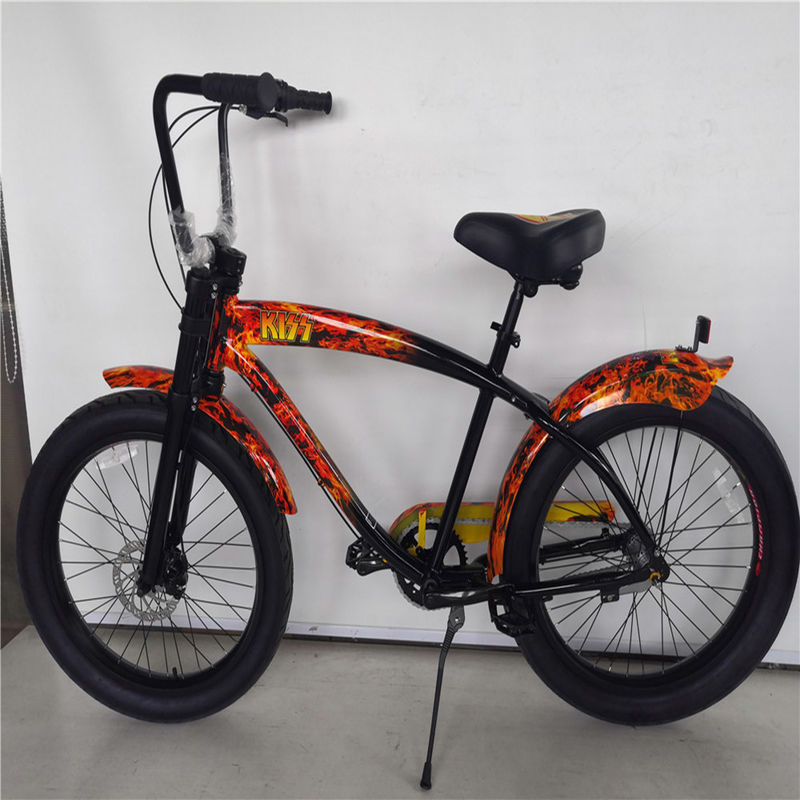 Volwassenen 3 snelheid 24 inch 3,0 inch Fat Tire Beach Cruiser Bike met Double Wall Alloy Rim