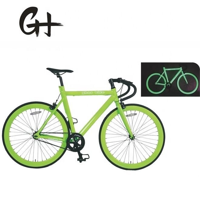 Kleur 700C Groen Single Speed Fixie Gear Bike met Neon Nights Glow-in-the-Dark Verf