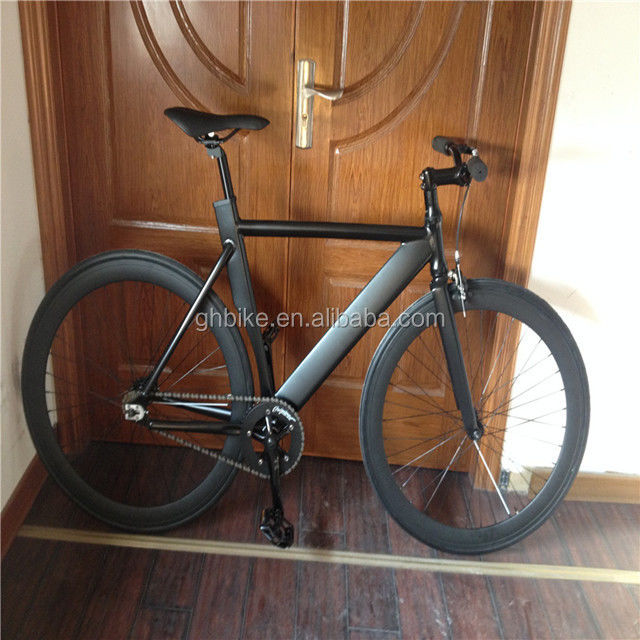 700c Zwarte Aluminium Frame Fixie Bike met Double V Brake Fixed Gear Man Track Bike