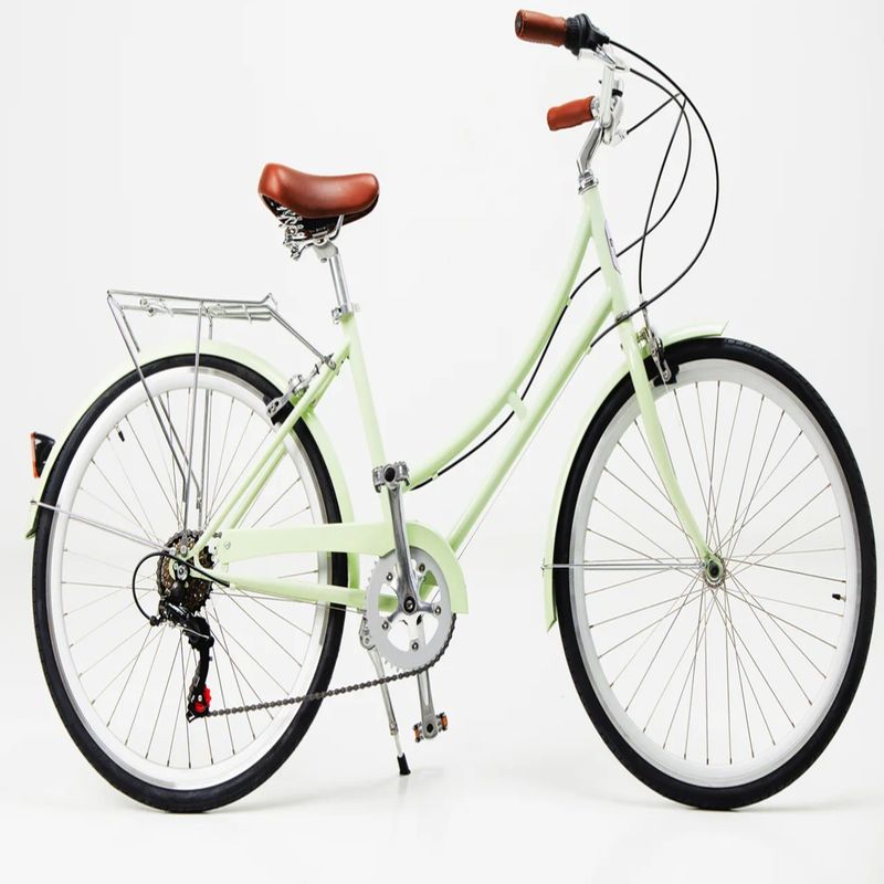 14kg Retro Dames 7 Speed Vintage Fietsen 700C Volwassenen Vrouwen City Bike met Basket