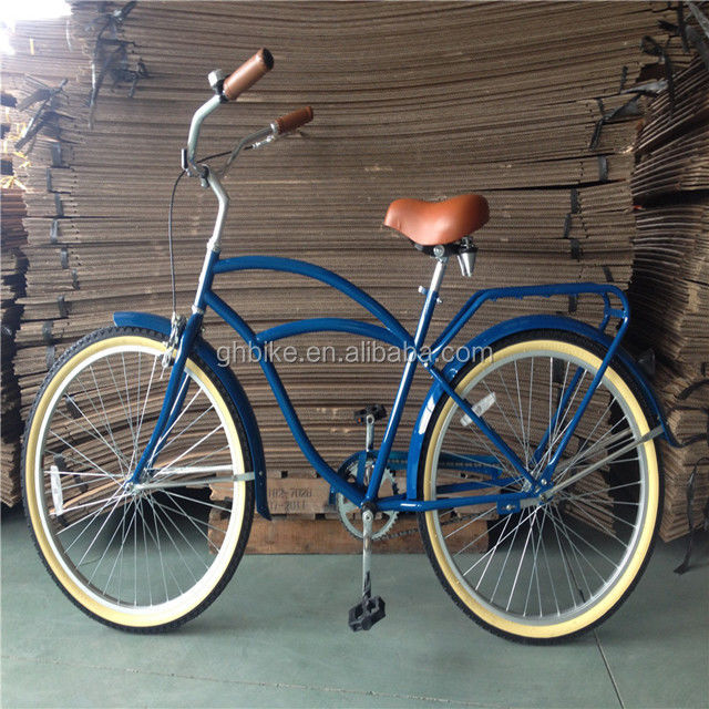 26 Inch Beach Cruiser Bike voor mannen met achterste drager en enkel snelheid Hard Frame Steel