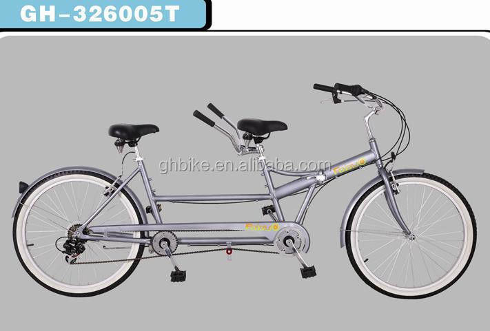 26&quot;*2.125.A/V White Wall Steel Fork Tandem Bike met 7-snelheids vouwbare tweezitterfiets