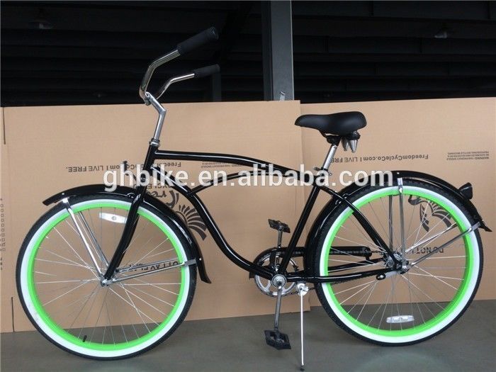 Groene Aluminium Alloy Rim 26 inch Cruiser Bike met Steel Fork Material en Groene Kleur