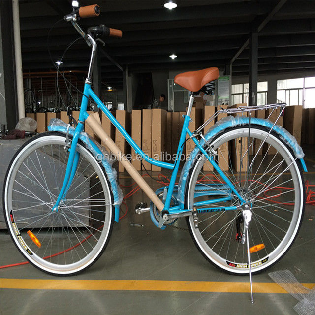 Blauwe kleur 7 snelheid Vintage Lady City Cruiser Bike Vrouwen Retro Bikes voor het stadsleven