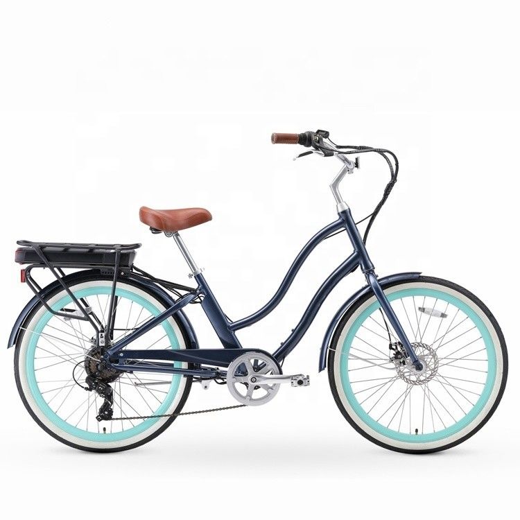 26&quot; 500W OEM Customise CE 48V 14AG Lithium Battery 7 Speed PAS Stap door vrouwen Lady Girl Beach Cruiser Elektrische fiets